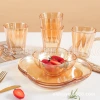 Golden glass cups, bowls, plates, petal bowls, salad bowls, Western plates, household water cups, event gifts Specification image